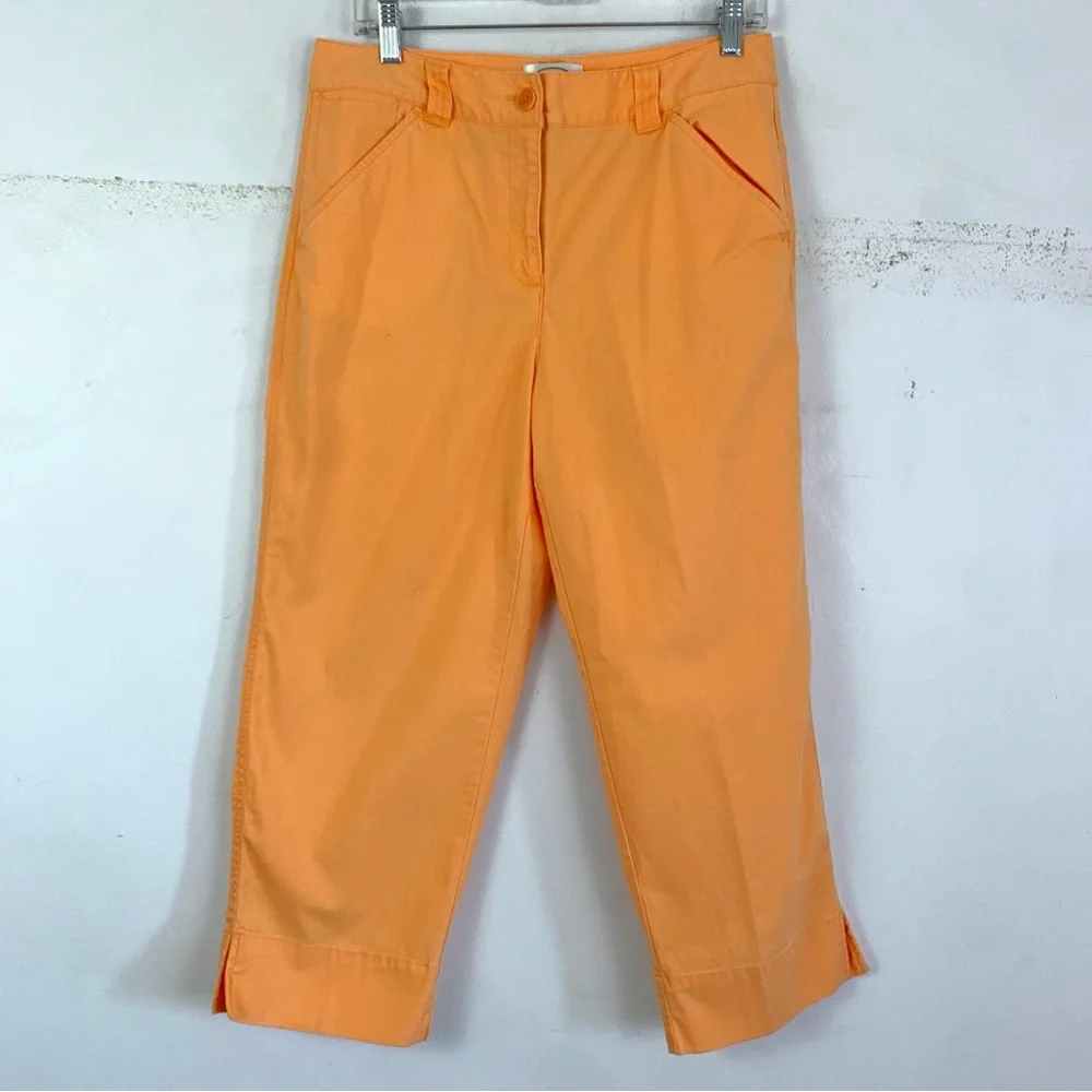 TALBOTS orange cream cotton summer crop pants - Picture 1 of 6